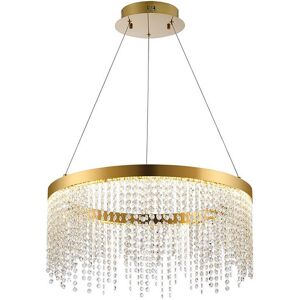 INSPIRED LIGHTING Bano Round Dimmable Pendant 29W LED, 4000K, 3500lm, French Gold / Crystal Chain, 3yrs Warranty INSPIRED LIGHTING Bano Round Dimmable Pendant 29W LED, 4000K, 3500lm, French Gold / Crystal Chain, 3yrs Warranty