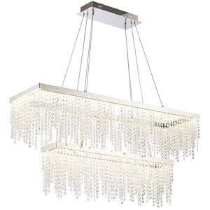 INSPIRED LIGHTING Bano Rectangular 2 Tier Dimmable Pendant 65W LED, 4000K, 5500lm, Polished Chrome / Crystal Chain, 3yrs Warranty INSPIRED LIGHTING Bano Rectangular 2 Tier Dimmable Pendant 65W LED, 4000K, 5500lm, Polished Chrome / Crystal Chain, 3yrs Warranty