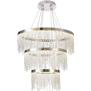 INSPIRED LIGHTING Bano Round 3 Tier Dimmable Pendant 90W LED, 4000K, 11300lm, Polished Chrome / Crystal Chain, 3yrs Warranty INSPIRED LIGHTING Bano Round 3 Tier Dimmable Pendant 90W LED, 4000K, 11300lm, Polished Chrome / Crystal Chain, 3yrs Warranty