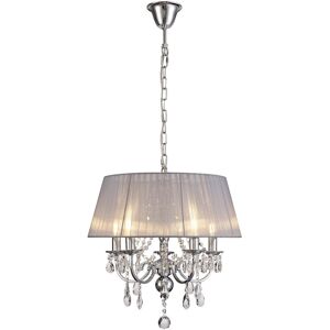 INSPIRED LIGHTING Olivia Pendant With Grey Shade 5 Light E14 Polished Chrome/Crystal INSPIRED LIGHTING Olivia Pendant With Grey Shade 5 Light E14 Polished Chrome/Crystal