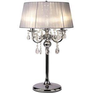 INSPIRED LIGHTING Olivia Table Lamp With Grey Shade 3 Light E14 Polished Chrome/Crystal INSPIRED LIGHTING Olivia Table Lamp With Grey Shade 3 Light E14 Polished Chrome/Crystal