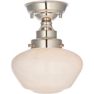Endon Collection Lighting Camberley Bowl Semi Flush Ceiling Light Bright Nickel Plate, Opal Glass, 1x E27 Endon Collection Lighting Camberley Bowl Semi Flush Ceiling Light Bright Nickel Plate, Opal Glass, 1x E27