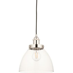 Endon Collection Lighting Hansen Dome Pendant Ceiling Light Bright Nickel Plate, Clear Glass, 1x E27 Endon Collection Lighting Hansen Dome Pendant Ceiling Light Bright Nickel Plate, Clear Glass, 1x E27