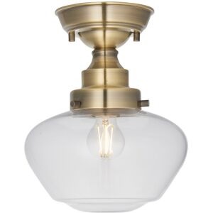 Endon Collection Lighting Camberley Bowl Semi Flush Ceiling Light Antique Brass Plate, Clear Glass, 1x E27 Endon Collection Lighting Camberley Bowl Semi Flush Ceiling Light Antique Brass Plate, Clear Glass, 1x E27