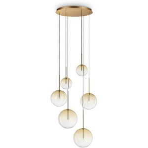 IDEAL LUX LIGHTING Equinoxe 6 Light Cluster Pendant Ceiling Light Shaded Amber IDEAL LUX LIGHTING Equinoxe 6 Light Cluster Pendant Ceiling Light Shaded Amber