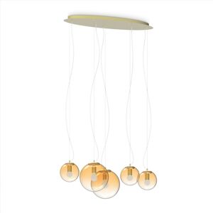 IDEAL LUX LIGHTING Mapa Clear 5 Light Cluster Pendant Ceiling Light Amber IDEAL LUX LIGHTING Mapa Clear 5 Light Cluster Pendant Ceiling Light Amber