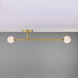 Mullan Lighting Gunning Bathroom Ceiling Light 71cm Satin Brass, Opal, IP44 Mullan Lighting Gunning Bathroom Ceiling Light 71cm Satin Brass, Opal, IP44