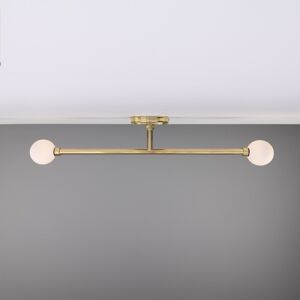 Mullan Lighting Silverton Bathroom Ceiling Light, Polished Brass, Opal, IP44 Mullan Lighting Silverton Bathroom Ceiling Light, Polished Brass, Opal, IP44