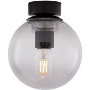 Mullan Lighting Venice Globe Ceiling Light, Matt Black, Smoked Mullan Lighting Venice Globe Ceiling Light, Matt Black, Smoked