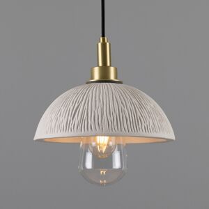 Mullan Lighting Kingii Bathroom Pendant Matte White Striped, Satin Brass, IP44 Mullan Lighting Kingii Bathroom Pendant Matte White Striped, Satin Brass, IP44