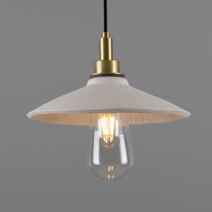 Mullan Lighting Pyrus Bathroom Pendant, Matte White Striped, Satin Brass, IP44 Mullan Lighting Pyrus Bathroom Pendant, Matte White Striped, Satin Brass, IP44