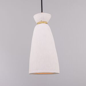 Mullan Lighting Parva Bathroom Pendant Matte White Striped, Satin Brass, IP44 Mullan Lighting Parva Bathroom Pendant Matte White Striped, Satin Brass, IP44