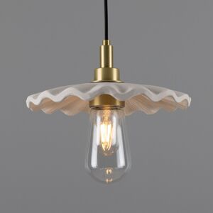 Mullan Lighting Kirhii Bathroom Pendant Matte White Striped, Satin Brass, IP44 Mullan Lighting Kirhii Bathroom Pendant Matte White Striped, Satin Brass, IP44