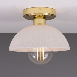 Mullan Lighting Kauri Ceiling Light, Matte White Striped, Polished Brass Mullan Lighting Kauri Ceiling Light, Matte White Striped, Polished Brass