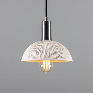Mullan Lighting Kauri Dome Pendant, Matte White Striped, Antique Silver Mullan Lighting Kauri Dome Pendant, Matte White Striped, Antique Silver