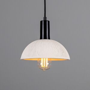 Mullan Lighting Kauri Dome Pendant, Matte White Striped, Matte Black Mullan Lighting Kauri Dome Pendant, Matte White Striped, Matte Black