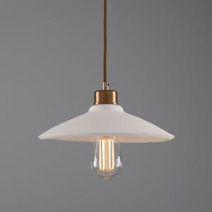 Mullan Lighting Pyrus Dome Pendant Matte White Striped, Antique Brass Mullan Lighting Pyrus Dome Pendant Matte White Striped, Antique Brass