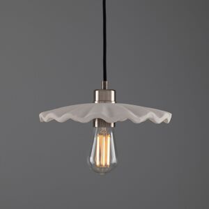 Mullan Lighting Kapok Dome Pendant, Matte White Striped, Antique Silver Mullan Lighting Kapok Dome Pendant, Matte White Striped, Antique Silver