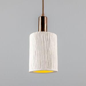 Mullan Lighting Senna Pendant Matte White Striped, Antique Brass Mullan Lighting Senna Pendant Matte White Striped, Antique Brass