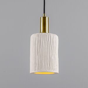 Mullan Lighting Senna Pendant Matte White Striped, Polished Brass Mullan Lighting Senna Pendant Matte White Striped, Polished Brass