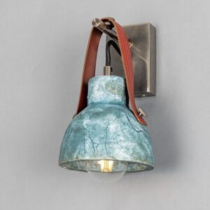 Mullan Lighting Nagi Wall Light Blue Earth, Antique Silver, Red Strap Mullan Lighting Nagi Wall Light Blue Earth, Antique Silver, Red Strap
