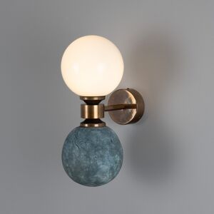 Mullan Lighting Kobe Ceramic Globe Wall Light, Blue Earth, Antique Brass Mullan Lighting Kobe Ceramic Globe Wall Light, Blue Earth, Antique Brass