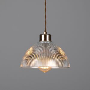 Mullan Lighting Boston Industrial Holophane Dome Pendant, Antique Brass Mullan Lighting Boston Industrial Holophane Dome Pendant, Antique Brass