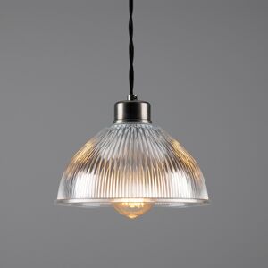 Mullan Lighting Boston Industrial Holophane Dome Pendant, Antique Silver Mullan Lighting Boston Industrial Holophane Dome Pendant, Antique Silver