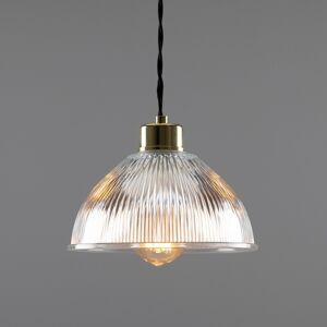 Mullan Lighting Boston Industrial Holophane Dome Pendant, Polished Brass Mullan Lighting Boston Industrial Holophane Dome Pendant, Polished Brass