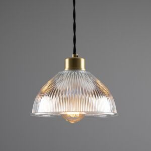 Mullan Lighting Boston Industrial Holophane Dome Pendant, Satin Brass Mullan Lighting Boston Industrial Holophane Dome Pendant, Satin Brass