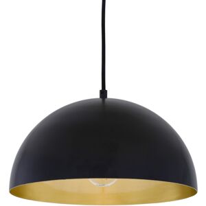 Mullan Lighting Avon 30cm Dome Pendant, Matt Black, Satin Brass Inner Mullan Lighting Avon 30cm Dome Pendant, Matt Black, Satin Brass Inner