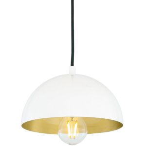 Mullan Lighting Avon 20cm Dome Pendant, White, Brass Inner Mullan Lighting Avon 20cm Dome Pendant, White, Brass Inner