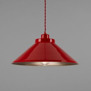 Mullan Lighting Rio Coloured Dome Pendant Light, Antique Brass, Red Mullan Lighting Rio Coloured Dome Pendant Light, Antique Brass, Red