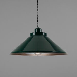 Mullan Lighting Rio Coloured Dome Pendant Light, Antique Brass, Racing Green Mullan Lighting Rio Coloured Dome Pendant Light, Antique Brass, Racing Green