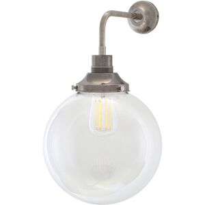 Mullan Lighting Bamako 25cm Globe Wall Light, Antique Silver, Clear Glass Mullan Lighting Bamako 25cm Globe Wall Light, Antique Silver, Clear Glass