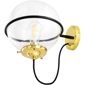 Mullan Lighting Oranmore 25cm Globe Wall Light, Polished Brass & Matt Black, Clear Glass Mullan Lighting Oranmore 25cm Globe Wall Light, Polished Brass & Matt Black, Clear Glass