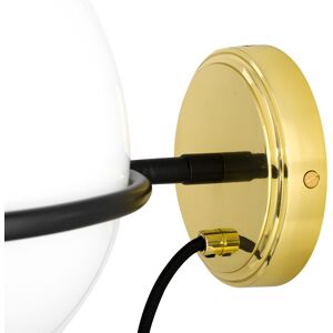 Mullan Lighting Oranmore 25cm Globe Wall Light, Polished Brass & Matt Black, Opal Glass Mullan Lighting Oranmore 25cm Globe Wall Light, Polished Brass & Matt Black, Opal Glass