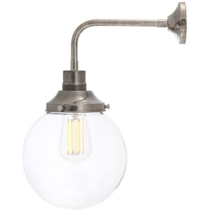 Mullan Lighting Bamako 20cm Globe Wall Light, Antique Silver, Clear Glass Mullan Lighting Bamako 20cm Globe Wall Light, Antique Silver, Clear Glass