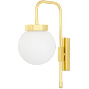 Mullan Lighting Auburn Globe Wall Light, Polished Brass, Opal Glass Mullan Lighting Auburn Globe Wall Light, Polished Brass, Opal Glass