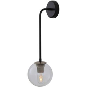 Mullan Lighting Newport Globe Wall Light, Matt Black & Antique Silver, Clear Mullan Lighting Newport Globe Wall Light, Matt Black & Antique Silver, Clear