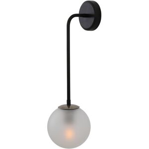 Mullan Lighting Newport Globe Wall Light, Matt Black & Antique Silver, Frosted Mullan Lighting Newport Globe Wall Light, Matt Black & Antique Silver, Frosted