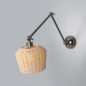Mullan Lighting Manila Rattan Small Wall Light, Antique Silver Mullan Lighting Manila Rattan Small Wall Light, Antique Silver