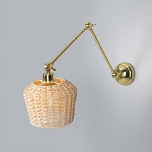 Mullan Lighting Manila Rattan Small Wall Light, Polished Brass Mullan Lighting Manila Rattan Small Wall Light, Polished Brass