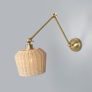 Mullan Lighting Manila Rattan Small Wall Light, Satin Brass Mullan Lighting Manila Rattan Small Wall Light, Satin Brass