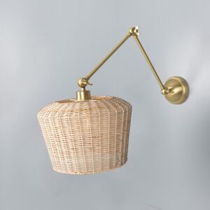 Mullan Lighting Manila Rattan Large Wall Light, Satin Brass Mullan Lighting Manila Rattan Large Wall Light, Satin Brass