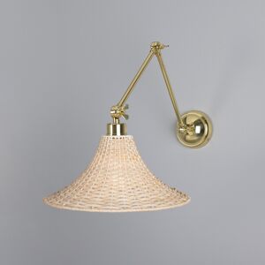 Mullan Lighting Savannah Rattan Large Wall Light, Polished Brass Mullan Lighting Savannah Rattan Large Wall Light, Polished Brass