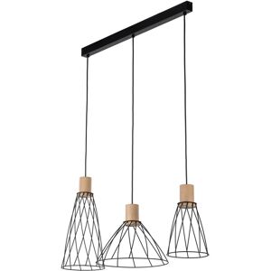 TK Lighting Modesto Wire Frame Bar Pendant Ceiling Light Black 3xE27 TK Lighting Modesto Wire Frame Bar Pendant Ceiling Light Black 3xE27