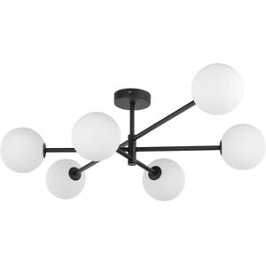 TK Lighting Sarius Globe Multi Arm Semi Flush Ceiling Lamp Black, Opal Glass 6xG9 TK Lighting Sarius Globe Multi Arm Semi Flush Ceiling Lamp Black, Opal Glass 6xG9