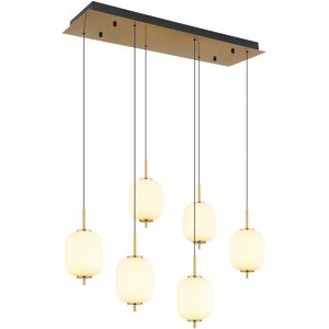 Globo Lighting Ewald Cluster Pendant Ceiling Light Brass-Coloured Opal Glass Shade 6x LED 3000K Globo Lighting Ewald Cluster Pendant Ceiling Light Brass-Coloured Opal Glass Shade 6x LED 3000K