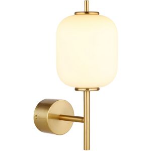 Globo Lighting Ewald Wall Lamp Brass-Coloured Opal Glass Shade LED 3000K Globo Lighting Ewald Wall Lamp Brass-Coloured Opal Glass Shade LED 3000K